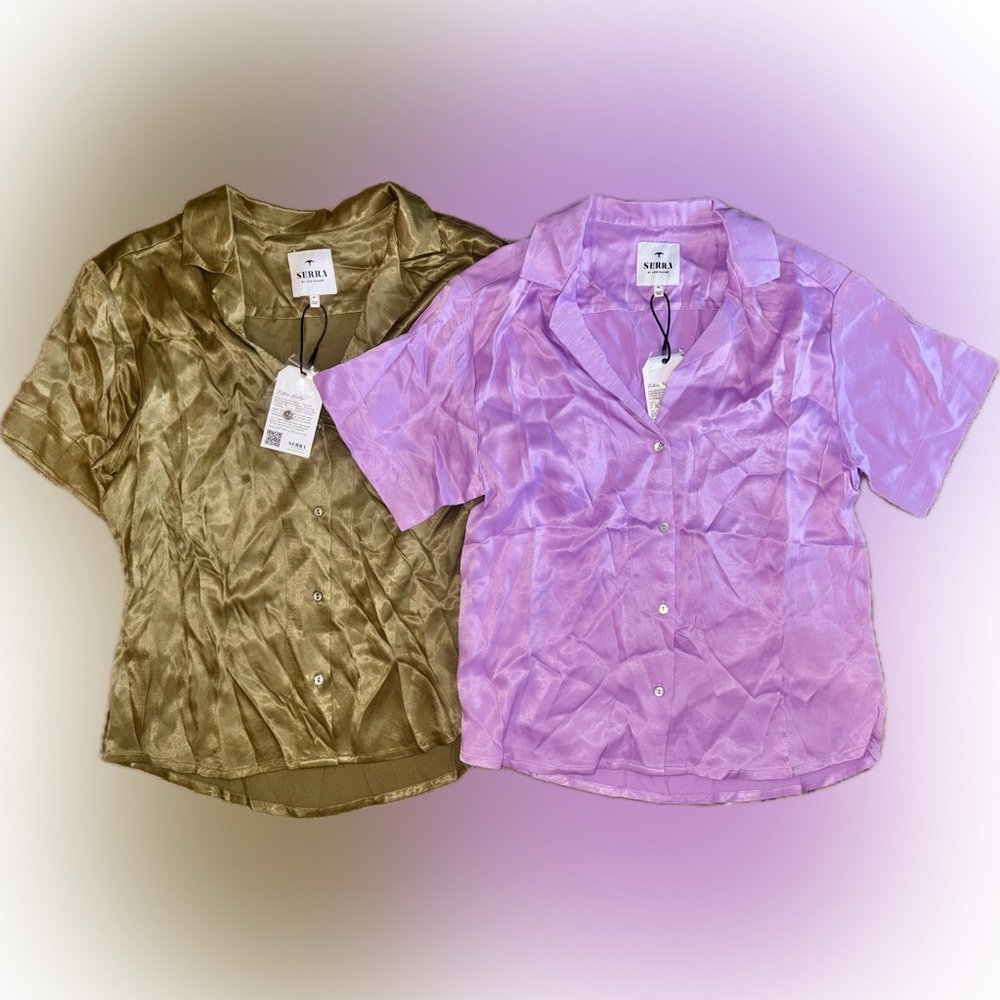 SET of 2 - NWT Serra BY Joie Rucker— 2 Button Up Short Sleeve Blouses